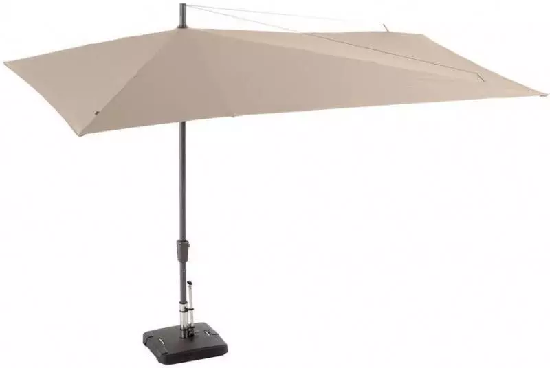 COSTWAY Parasol, rechthoekig, 300 x 300 cm, grote zweefparasol met zwengel, kantelbaar, 360 graden draaibaar, terrasparasol, marktscherm voor tuin, terras, balkon, bruin