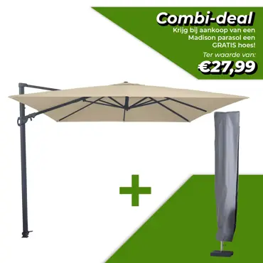 Grote Zweefparasol Monaco III Flex l300b300cm Ecru van Madison