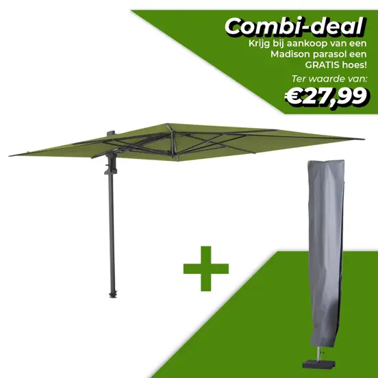 Parasol Saint-Tropez 355x300 cm Sage groen combinatie, Madison, tuinmeubels.nl