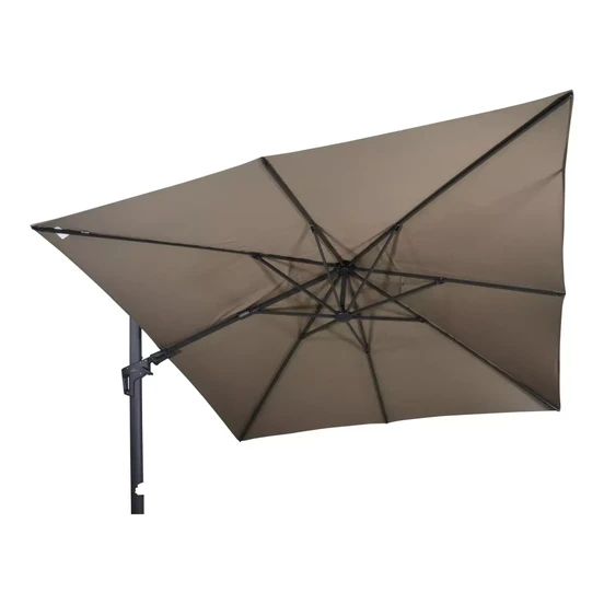 Grote Zweefparasol VirgoFlex Taupe 3x3m met verrijdbare 90kg voet - Zijkant, Lesli Living, Tuinmeubels