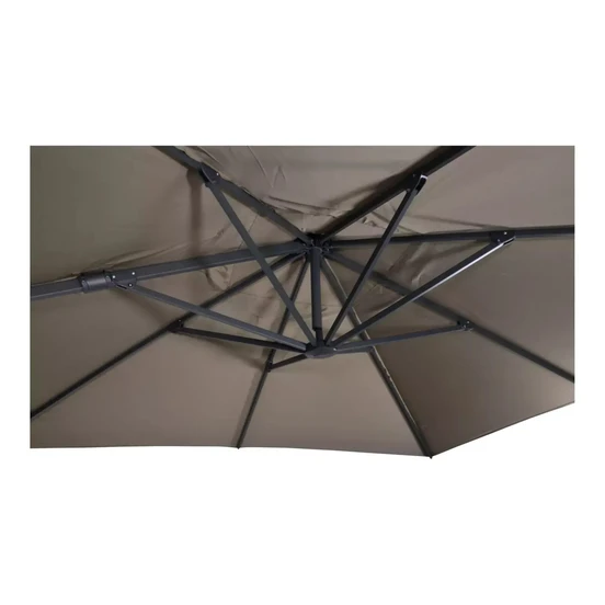 Grote Zweefparasol VirgoFlex Taupe 3x3m met verrijdbare 90kg voet - Onderkant, Lesli Living, Tuinmeubels