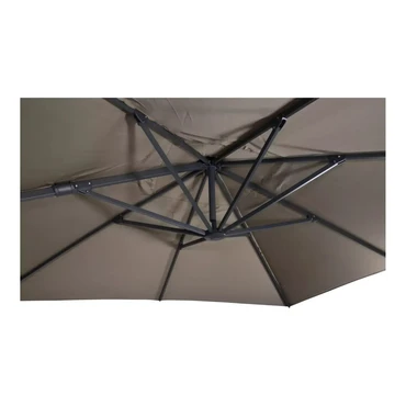 Grote Zweefparasol VirgoFlex Taupe 3x3m met verrijdbare 90kg voet - Onderkant, Lesli Living, Tuinmeubels