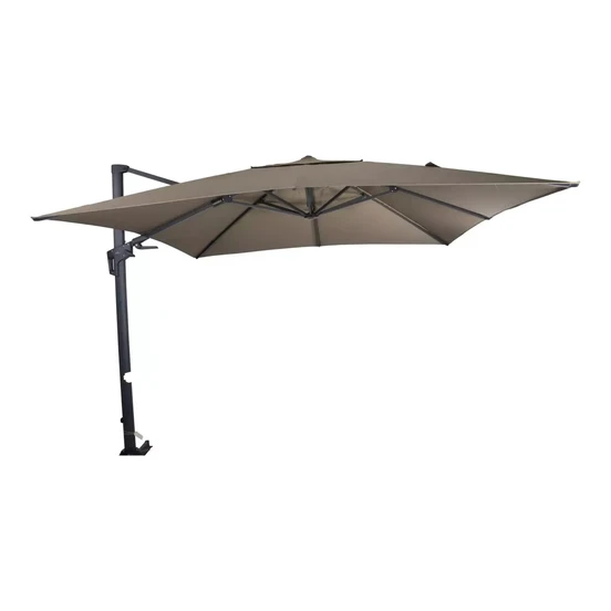 Grote Zweefparasol VirgoFlex Taupe 3x3m met verrijdbare 90kg voet - Parasol, Lesli Living, Tuinmeubels