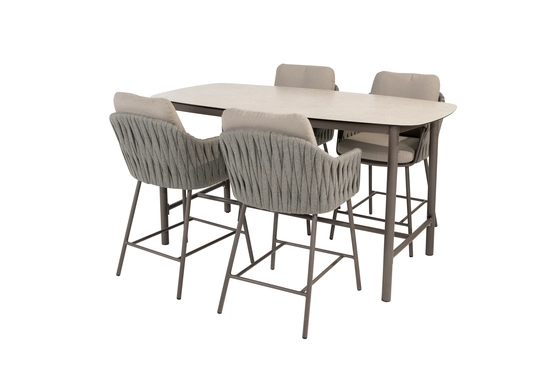 High dining set Manolo 180x90x90 met 4x Cannes stoel, 4 Seasons Outdoor, tuinmeubels.nl