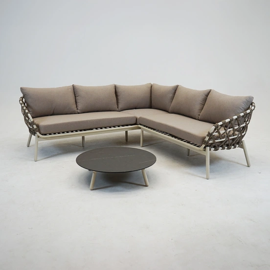 Hoekbank Dakota Creme Bruin met salontafel - afbeelding 1