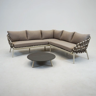 Hoekbank Dakota Creme Bruin met salontafel - afbeelding 1