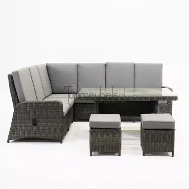 Hoekbank Vita Veloso wicker incl tafel en hockers, Vita, tuinmeubels