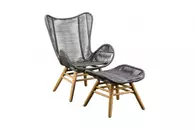 Kreta lounge chair with hocker Forest Green, FSC Eucalyptus