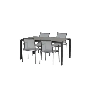 Lafite tuintafel 160x95 met 4 Melbourne diningstoelen