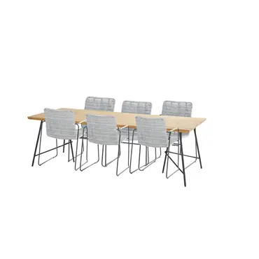 Lano diningtafel 240x100x75 met 6 Palma diningstoelen, 4 Seasons Outdoor, Tuinmeubels