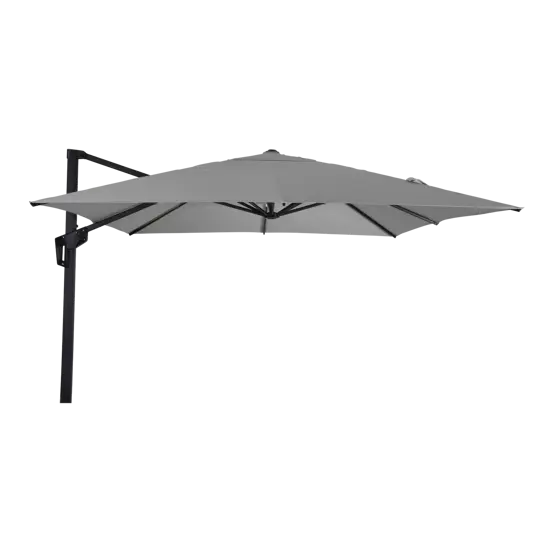 Libra 2,5x2,5m grijs met verrijdbare 70kg voet parasol, Lesli Living, tuinmeubels