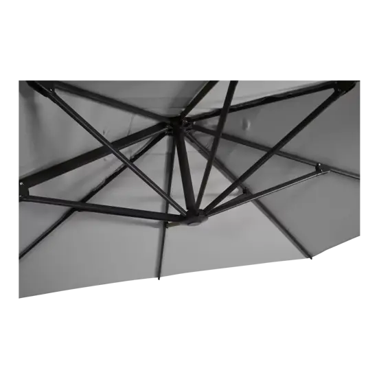 Libra 2,5x2,5m grijs met verrijdbare 70kg voet parasol detail doek, Lesli Living, tuinmeubels
