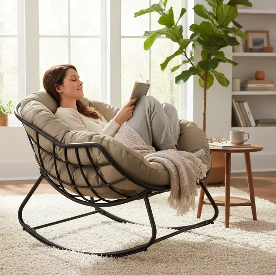 Lounge schommelstoel Royal Rocking II grijs/creme, Vita Tuinmeubelen, tuinmeubels.nl