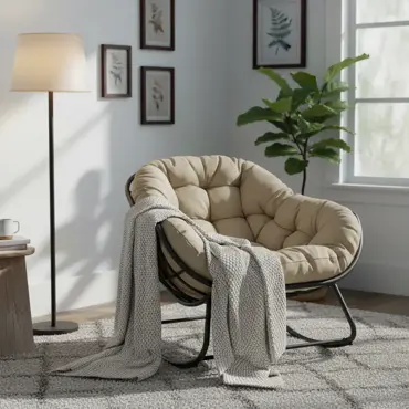 Lounge- schommelstoel Royal Rocking II grijs/crème met hoes - afbeelding 3
