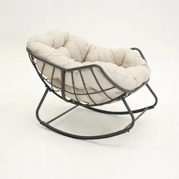 Lounge- schommelstoel Royal Rocking II grijs/crème met hoes - afbeelding 5