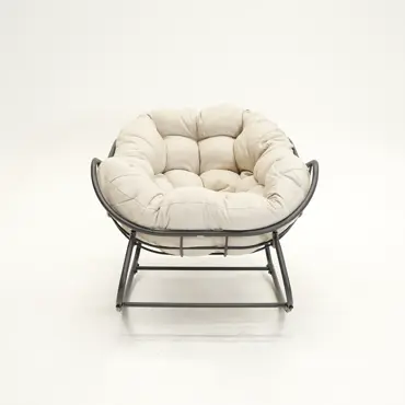 Lounge- schommelstoel Royal Rocking II grijs/crème met hoes - afbeelding 6