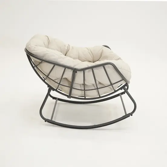 Lounge- schommelstoel Royal Rocking II grijs/crème met hoes - afbeelding 7