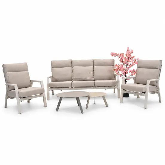 Loungebank ohio crema 3-pers sfeer set, Lesli Living, tuinmeubels