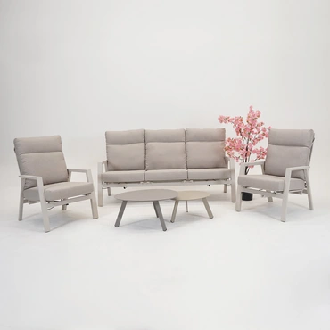 Loungebank ohio crema 3-pers sfeer set, Lesli Living, tuinmeubels