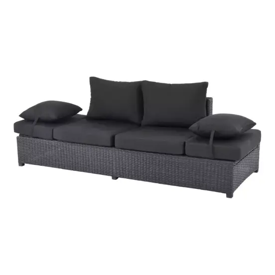 Loungebank Roma l210b80h66 cm zwart, Lesli Living, tuinmeubels