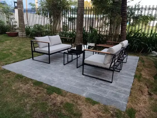 Loungeset Vita Acre m. 2 zits bank - zwart/grijs, Vita, www.tuinmeubels.nl