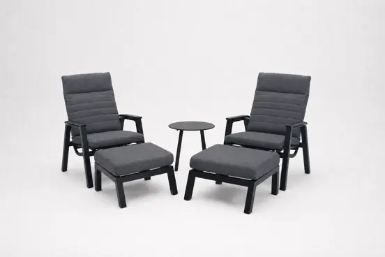 Loungeset Allegro met 2 down town voetenbankjes en tafeltje, Lesli Living, tuinmeubels.nl