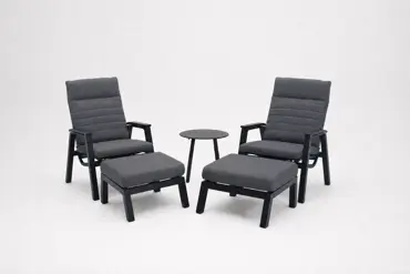 Loungeset Allegro met 2 down town voetenbankjes en tafeltje, Lesli Living, tuinmeubels.nl