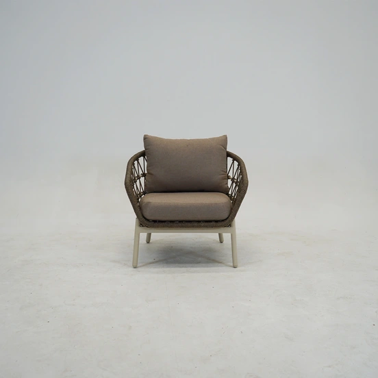 Loungeset Dakota Creme Bruin 4-delig Stoel Bank Aluminium Touw Buiten Tuinstoel Tuinbank Vita Lux - afbeelding 6