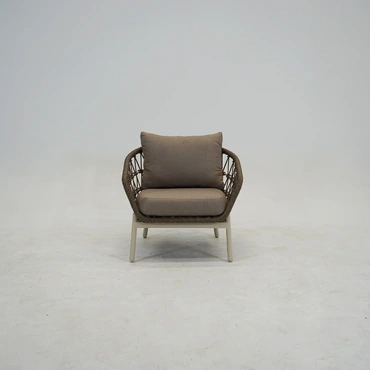Loungeset Dakota Creme Bruin 4-delig Stoel Bank Aluminium Touw Buiten Tuinstoel Tuinbank Vita Lux - afbeelding 6
