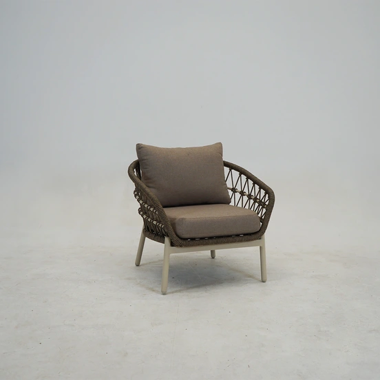 Loungeset Dakota Creme Bruin 4-delig Stoel Bank Aluminium Touw Buiten Tuinstoel Tuinbank Vita Lux - afbeelding 7