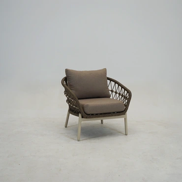 Loungeset Dakota Creme Bruin 4-delig Stoel Bank Aluminium Touw Buiten Tuinstoel Tuinbank Vita Lux - afbeelding 7