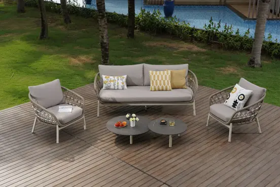 Loungeset Dakota 4 dlg Bruin sfeerfoto, Vita, tuinmeubels