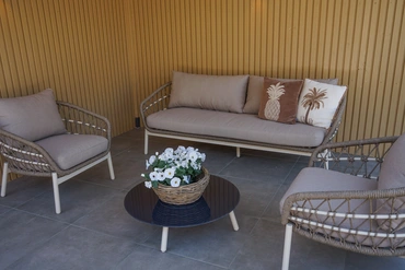 Loungeset Dakota Creme Bruin 4-delig Stoel Bank Aluminium Touw Buiten Tuinstoel Tuinbank Vita Lux - afbeelding 16