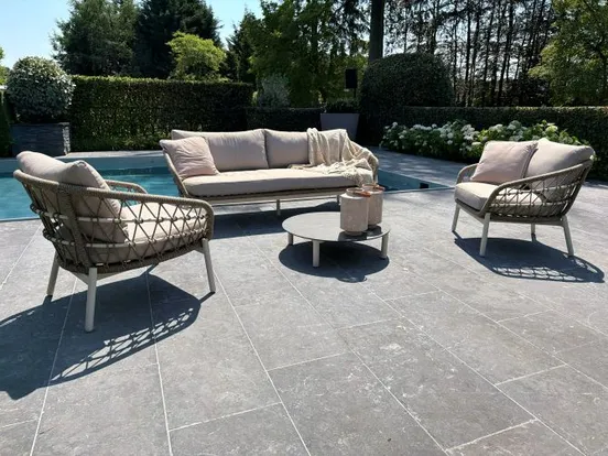 Loungeset Dakota Creme Bruin 4-delig Stoel Bank Aluminium Touw Buiten Tuinstoel Tuinbank Vita Lux - afbeelding 20