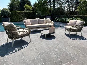 Loungeset Dakota Creme Bruin 4-delig Stoel Bank Aluminium Touw Buiten Tuinstoel Tuinbank Vita Lux - afbeelding 20