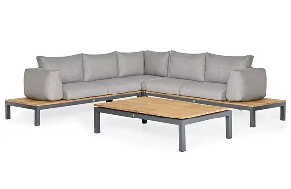 Loungeset Memphis 4-pers. MRG New teak Light Antracite Mixed Wave 2x2seater