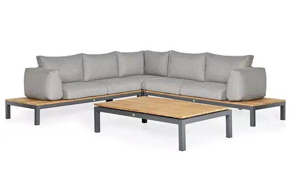 Monnik Saga tennis Loungeset Memphis 4-pers. MRG New teak Light Antracite Mixed Wave 2x2seater  - Tuinmeubels.nl