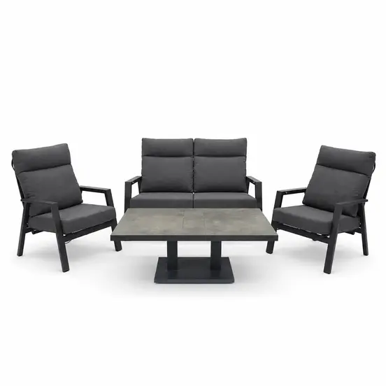 Loungeset Ohio antraciet klein met Murcia loungetafel, Lesli Living, Tuinmeubels.nl