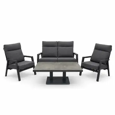 Loungeset Ohio antraciet klein met Murcia loungetafel, Lesli Living, Tuinmeubels.nl