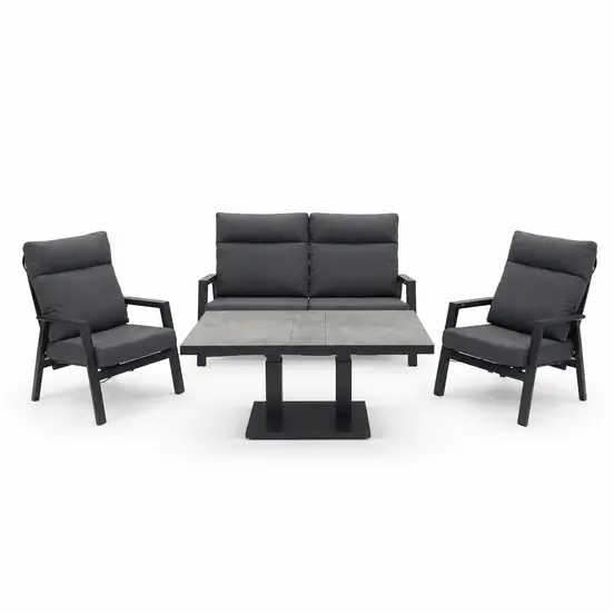 Loungeset Ohio antraciet klein met Murcia loungetafel hoog, Lesli Living, Tuinmeubels.nl
