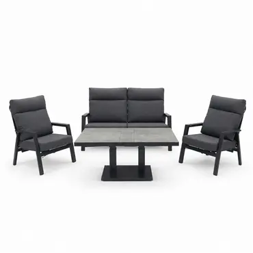 Loungeset Ohio antraciet klein met Murcia loungetafel hoog, Lesli Living, Tuinmeubels.nl