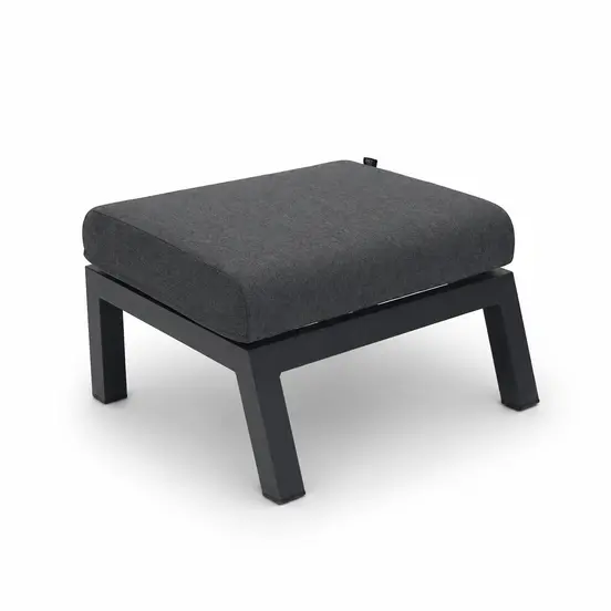 Loungeset Ohio antraciet met 2 down town voetenbankjes en tafeltje tafel, VITA tuinmeubelen, tuinmeubels.nl