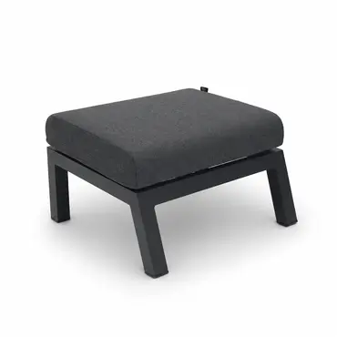Loungeset Ohio antraciet met 2 down town voetenbankjes en tafeltje tafel, VITA tuinmeubelen, tuinmeubels.nl