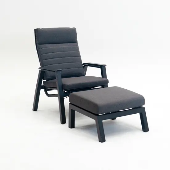 Loungeset Ohio antraciet met 2 down town voetenbankjes en tafeltje - afbeelding 2