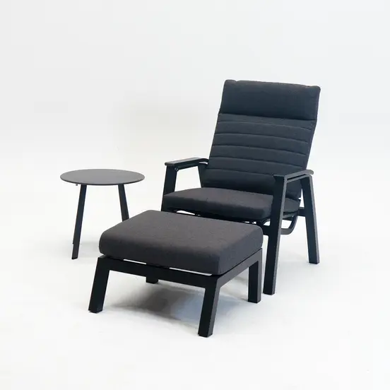 Loungeset Ohio antraciet met 2 down town voetenbankjes en tafeltje - afbeelding 3