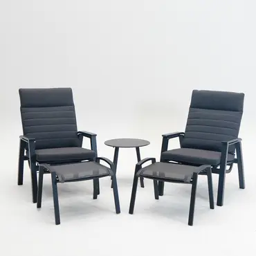 Loungeset Ohio antraciet met 2 Primero voetenbankjes en tafeltje - afbeelding 1