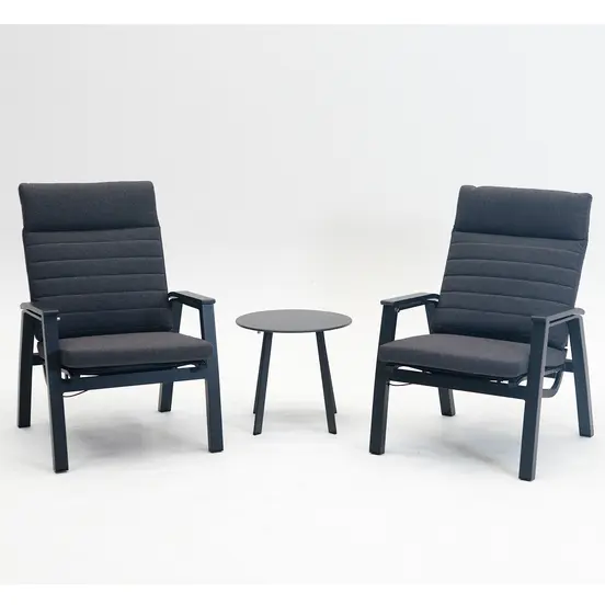 Loungeset Ohio antraciet met 2 Primero voetenbankjes en tafeltje - afbeelding 2