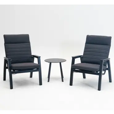 Loungeset Ohio antraciet met 2 Primero voetenbankjes en tafeltje - afbeelding 2