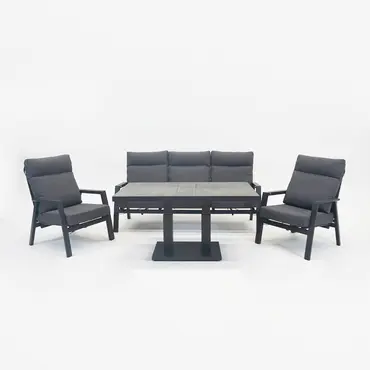 Loungeset Ohio antraciet met Murcia loungetafel - afbeelding 1