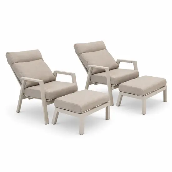 Loungestoel ohio creme verstelbaar, Lesli Living, tuinmeubels.nl